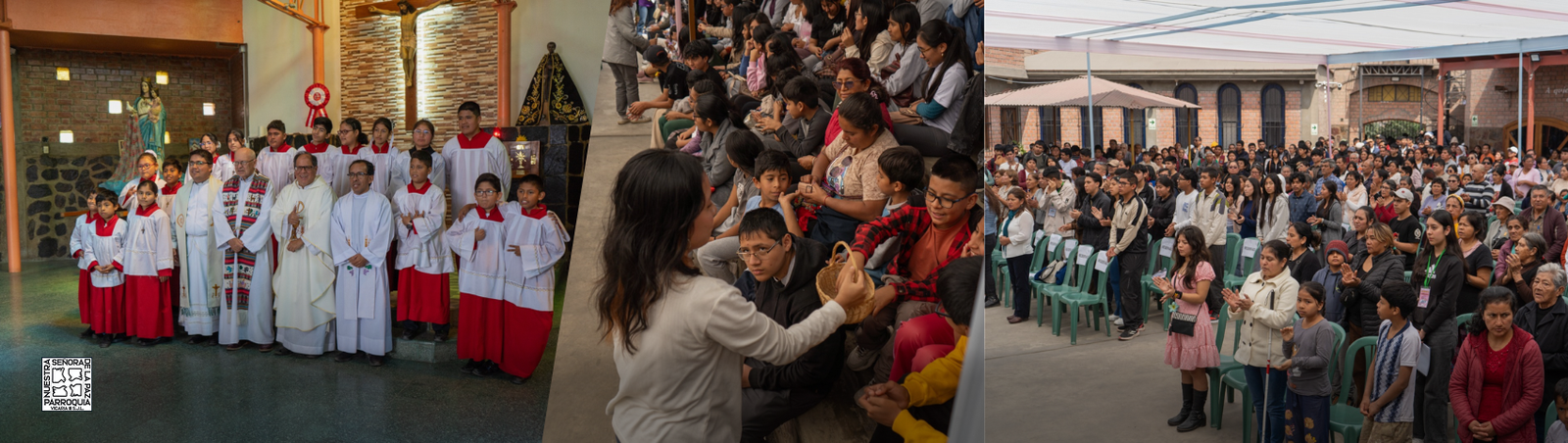 Información de contacto y atención de la Parroquia Nuestra Señora de la Paz en San Juan de Lurigancho, con datos de las oficinas Cruz de Motupe y Santísima Trinidad: teléfonos, WhatsApp, Secretarías, horarios y ubicación en Google Maps