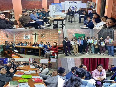 Padres Guías recibiendo charlas de formación en Capilla Cruz de Motupe - Parroquia Nuestra Señora de la Paz SJL Lima